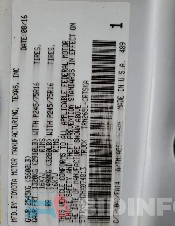 5TFRX5GN7HX074813 Photo# 12