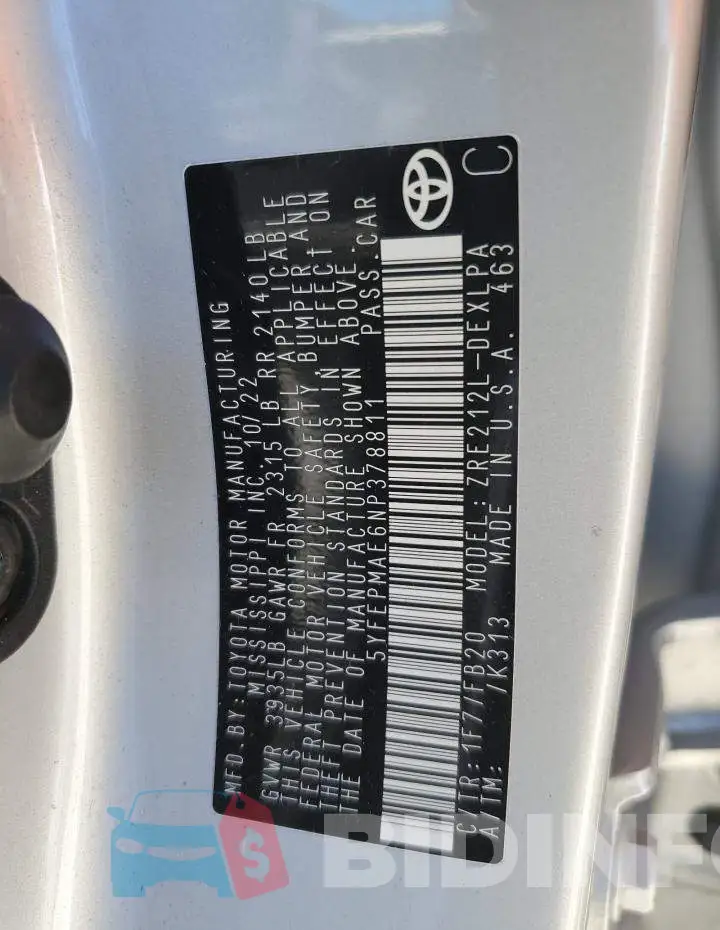5YFEPMAE6NP378811 Photo# 12