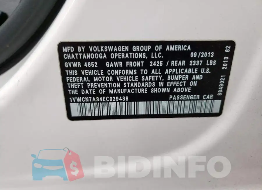 1VWCN7A34EC029438 Photo# 12