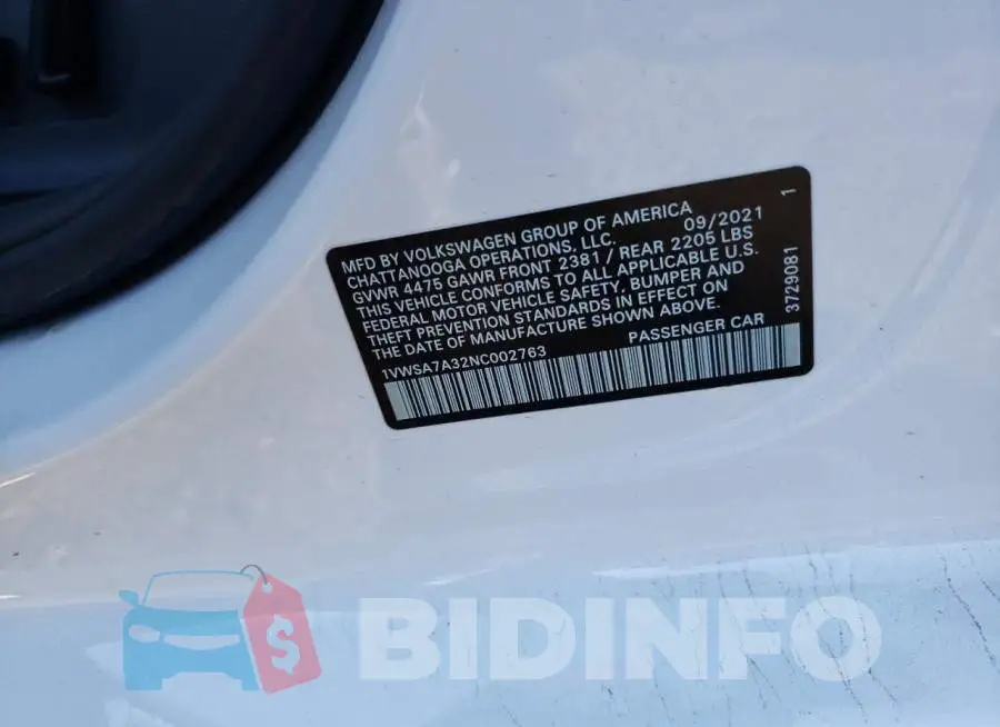 1VWSA7A32NC002763 Photo# 12