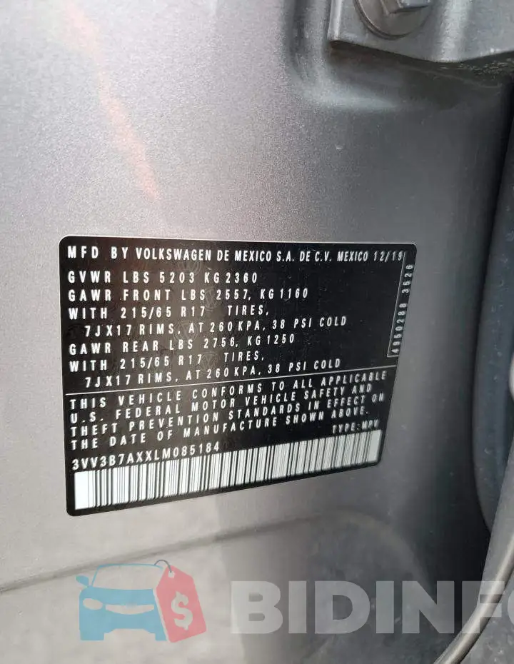 3VV3B7AXXLM085184 Photo# 12