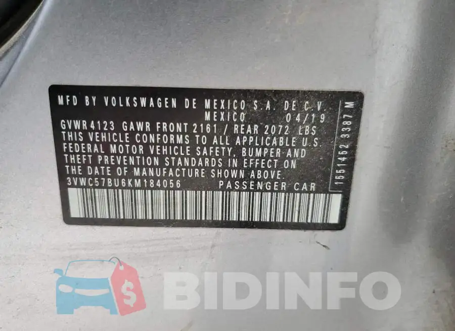 3VWC57BU6KM184056 Photo# 12