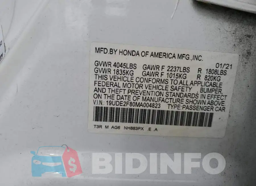 19UDE2F80MA004823 Photo# 12