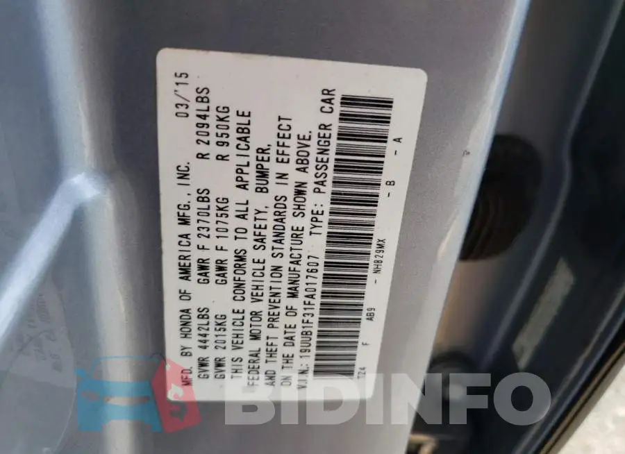 19UUB1F31FA017607 Photo# 12