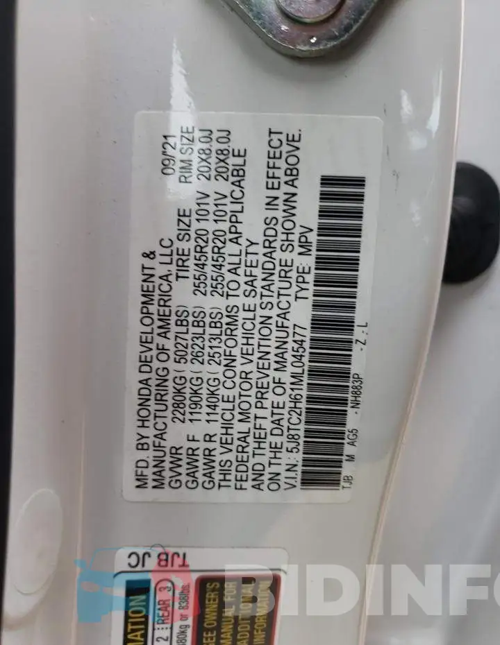 5J8TC2H61ML045477 Photo# 12