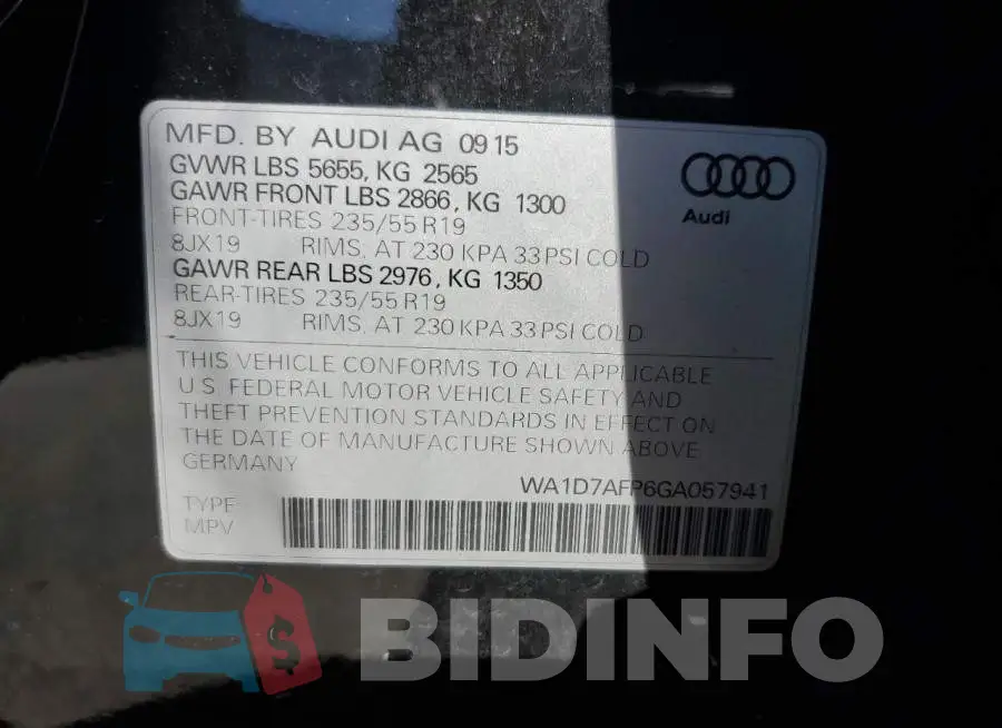 WA1D7AFP6GA057941 Photo# 13