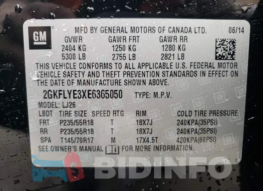 2GKFLYE3XE6365050 Photo# 13