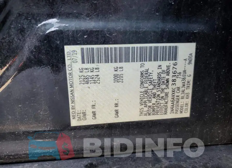 1N4AA6AVXKC383676 Photo# 13