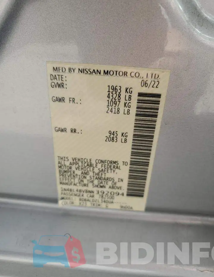 1N4BL4BV8NN392094 Photo# 13