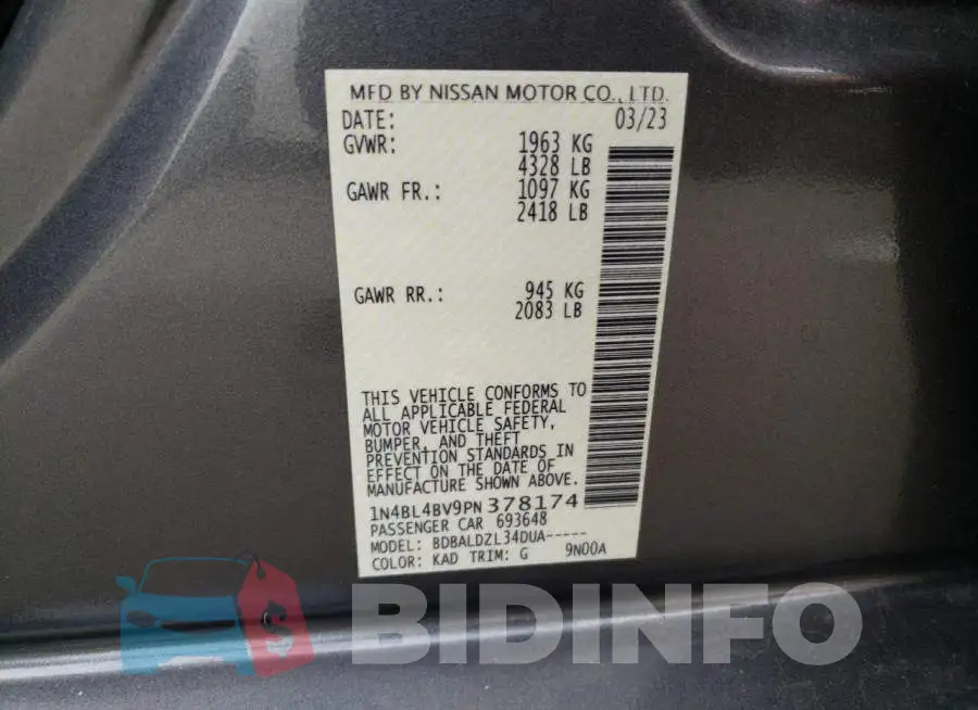 1N4BL4BV9PN378174 Photo# 12