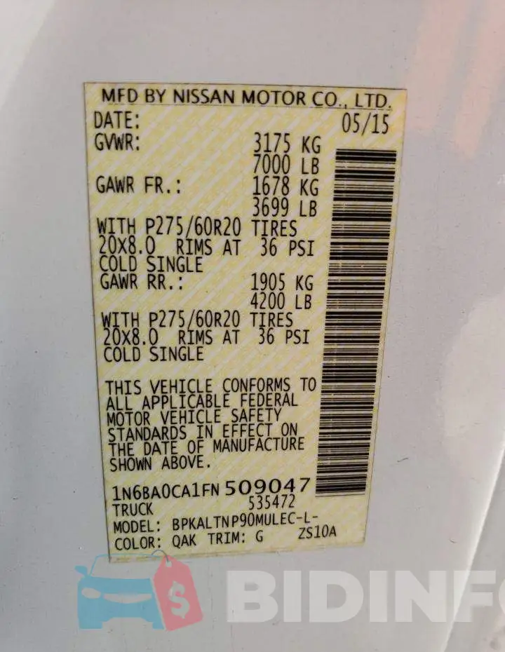 1N6BA0CA1FN509047 Photo# 12