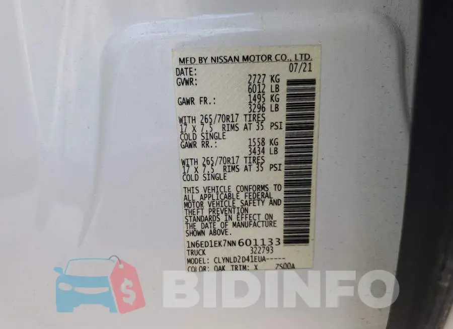 1N6ED1EK7NN601133 Photo# 12