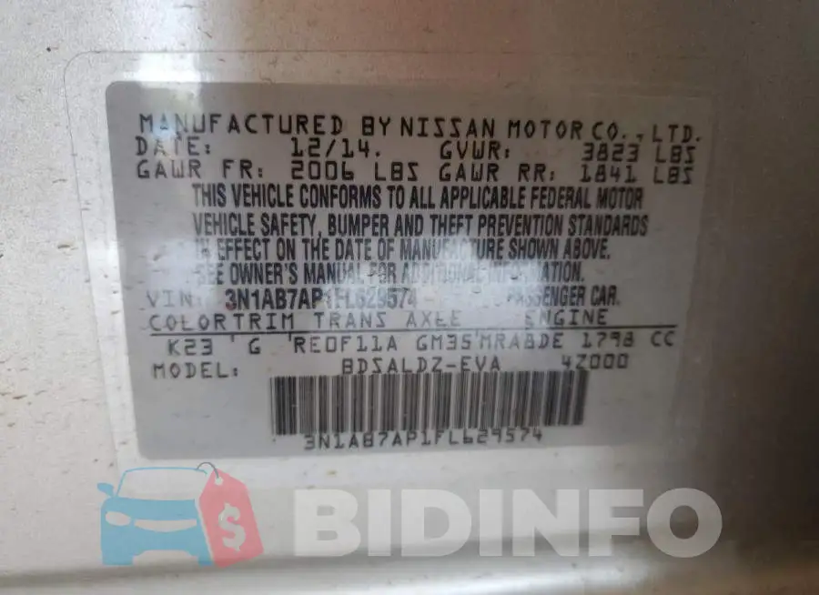 3N1AB7AP1FL629574 Photo# 13