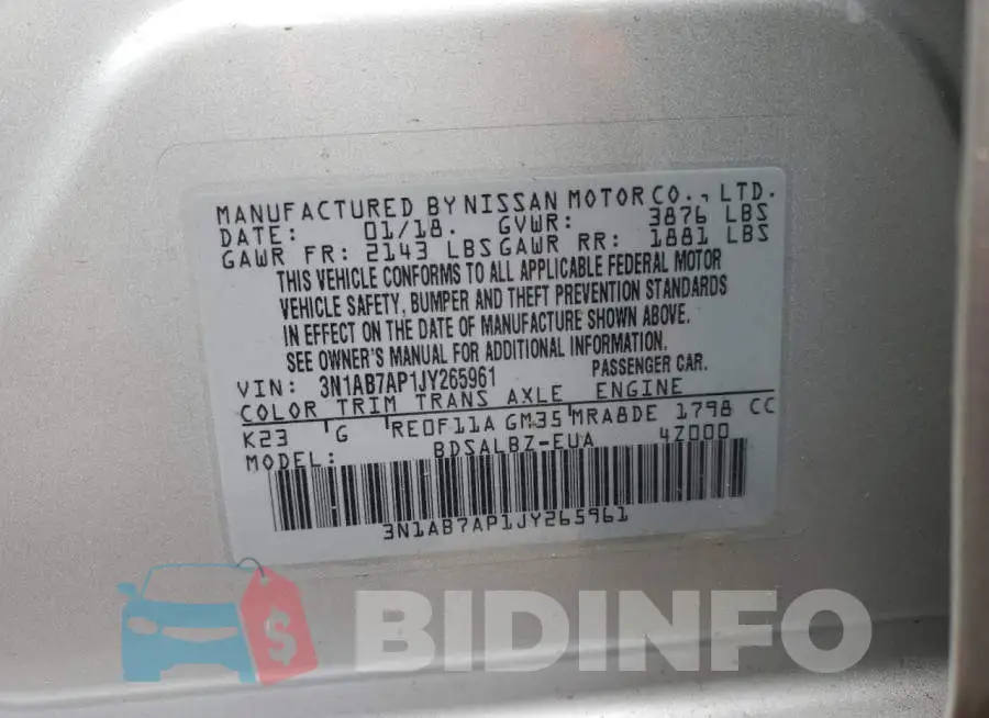 3N1AB7AP1JY265961 Photo# 12