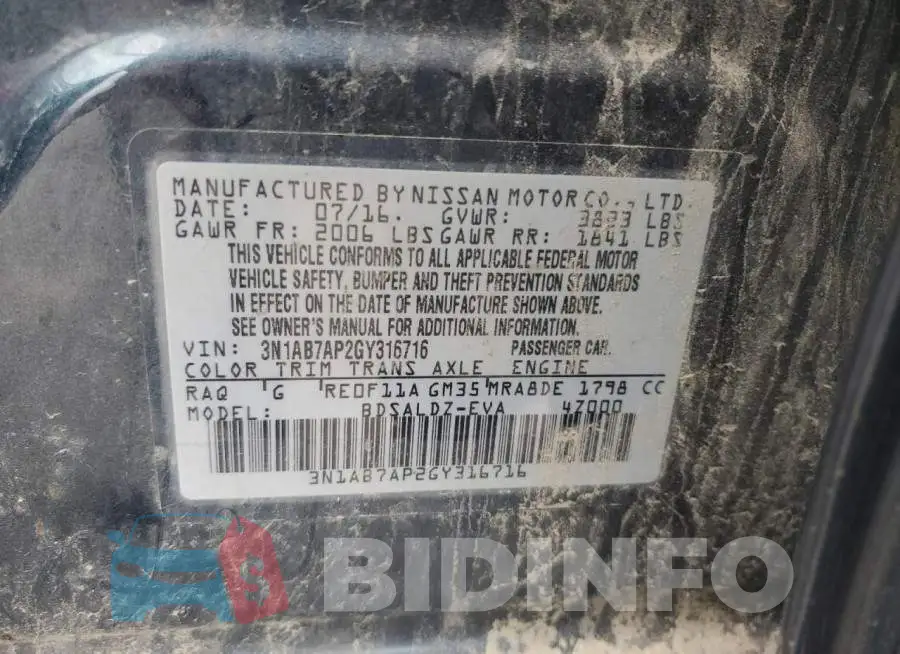 3N1AB7AP2GY316716 Photo# 13