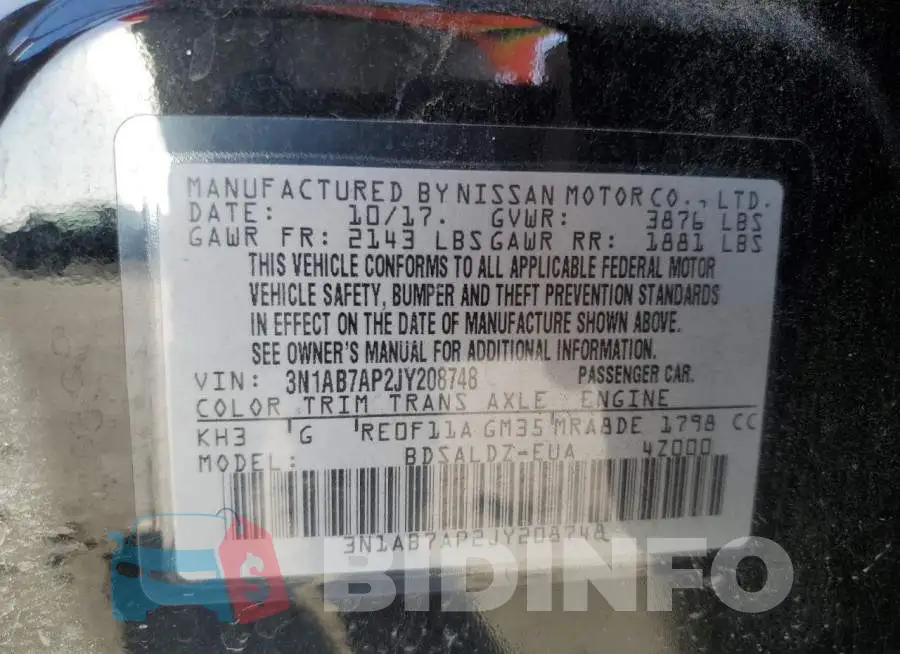 3N1AB7AP2JY208748 Photo# 12