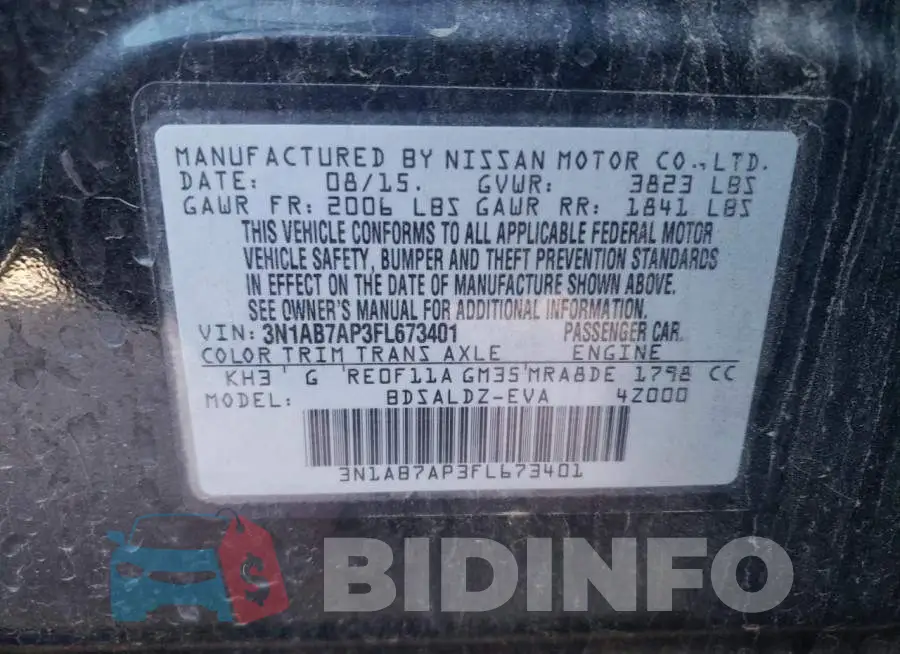 3N1AB7AP3FL673401 Photo# 12