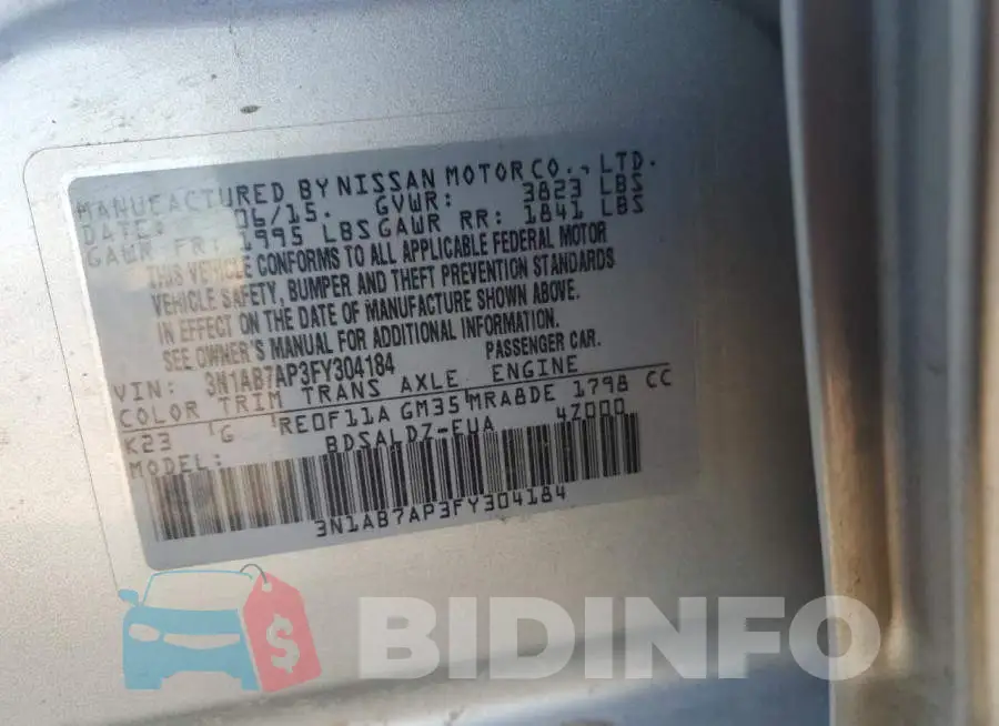 3N1AB7AP3FY304184 Photo# 12