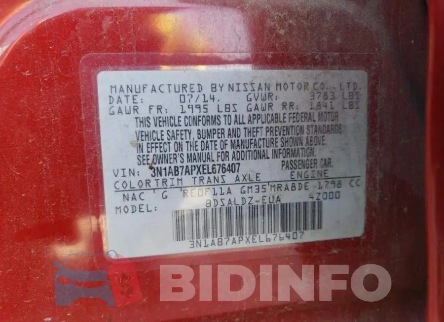3N1AB7APXEL676407 Photo# 13