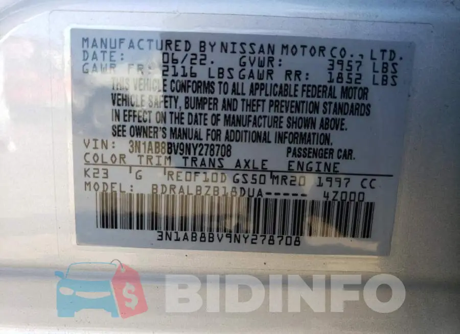 3N1AB8BV9NY278708 Photo# 12