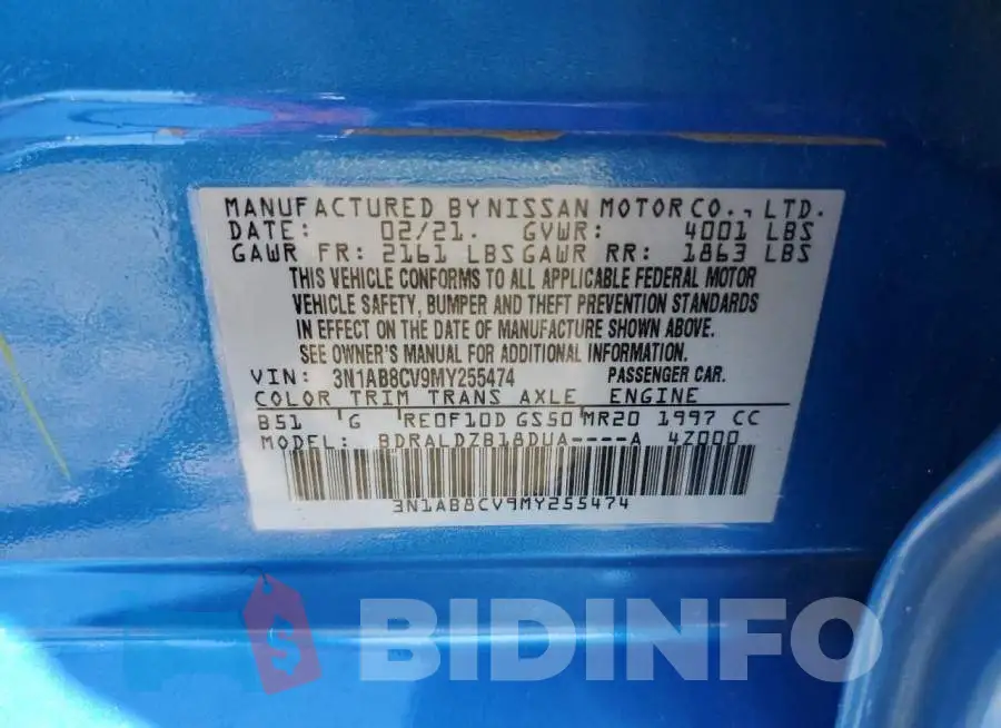 3N1AB8CV9MY255474 Photo# 13