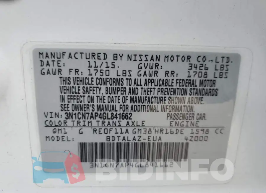 3N1CN7AP4GL841662 Photo# 12