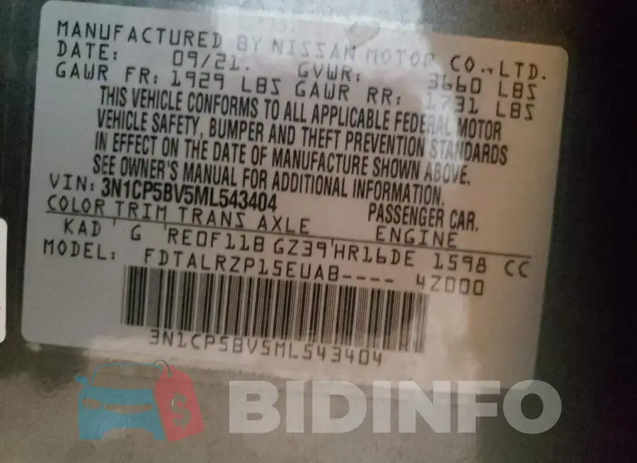 3N1CP5BV5ML543404 Photo# 13