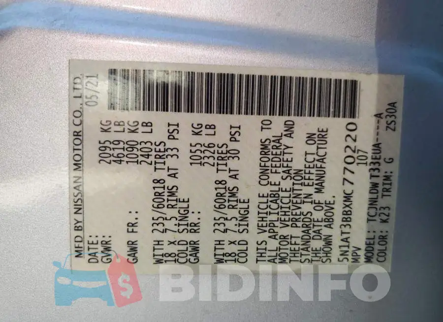 5N1AT3BBXMC770220 Photo# 12
