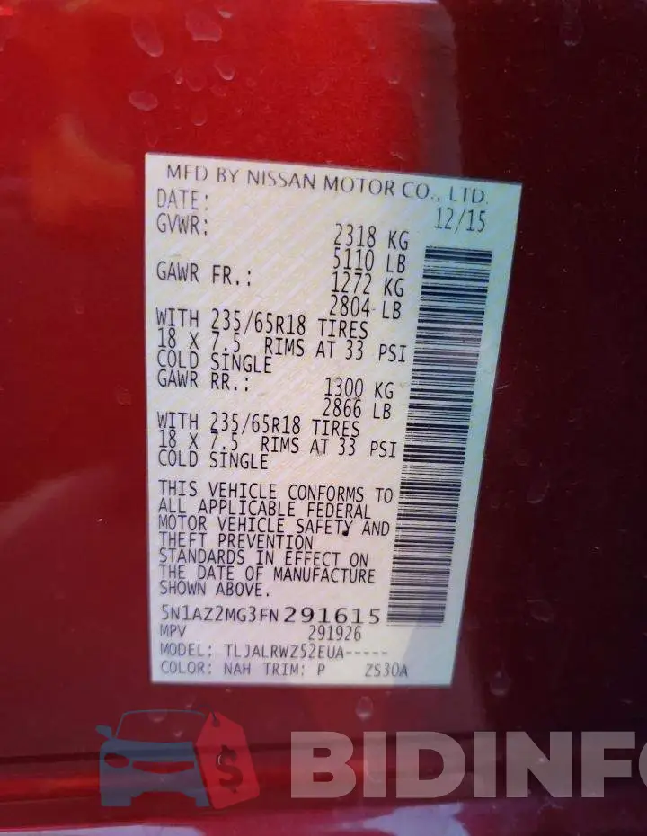 5N1AZ2MG3FN291615 Photo# 13