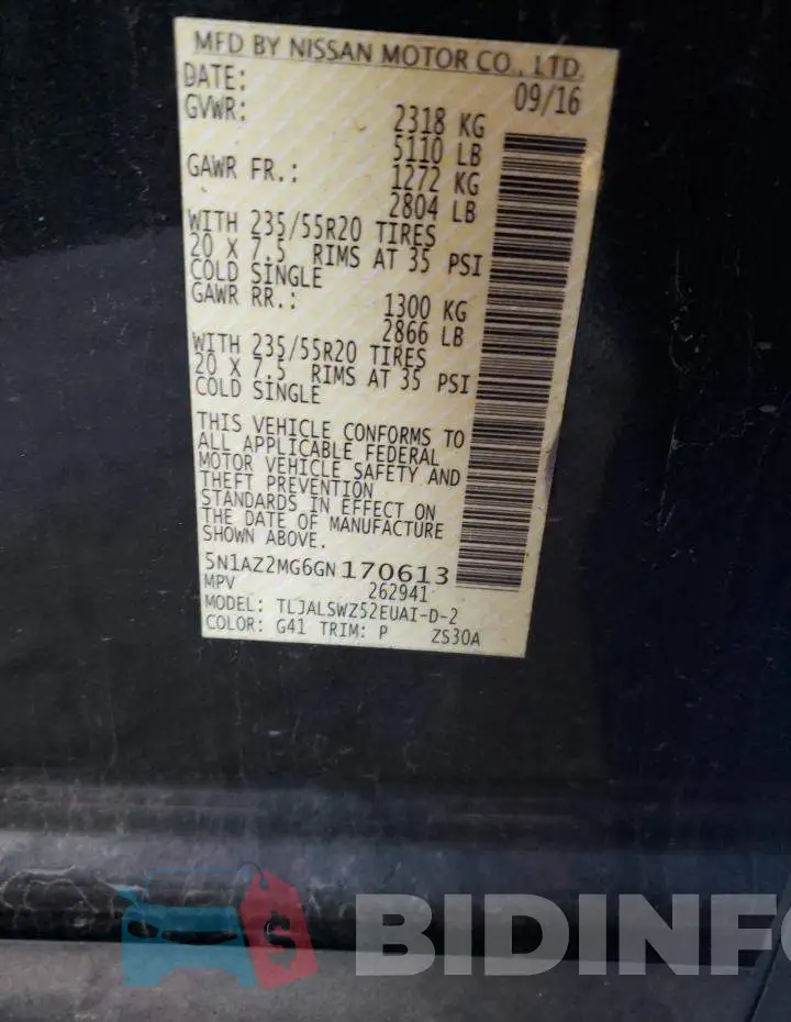 5N1AZ2MG6GN170613 Photo# 13