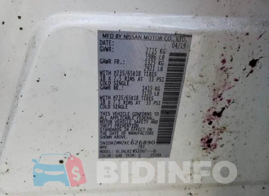 5N1DR2MM2KC626890 Photo# 13