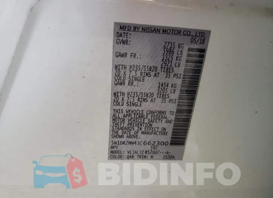 5N1DR2MN4JC662300 Photo# 13