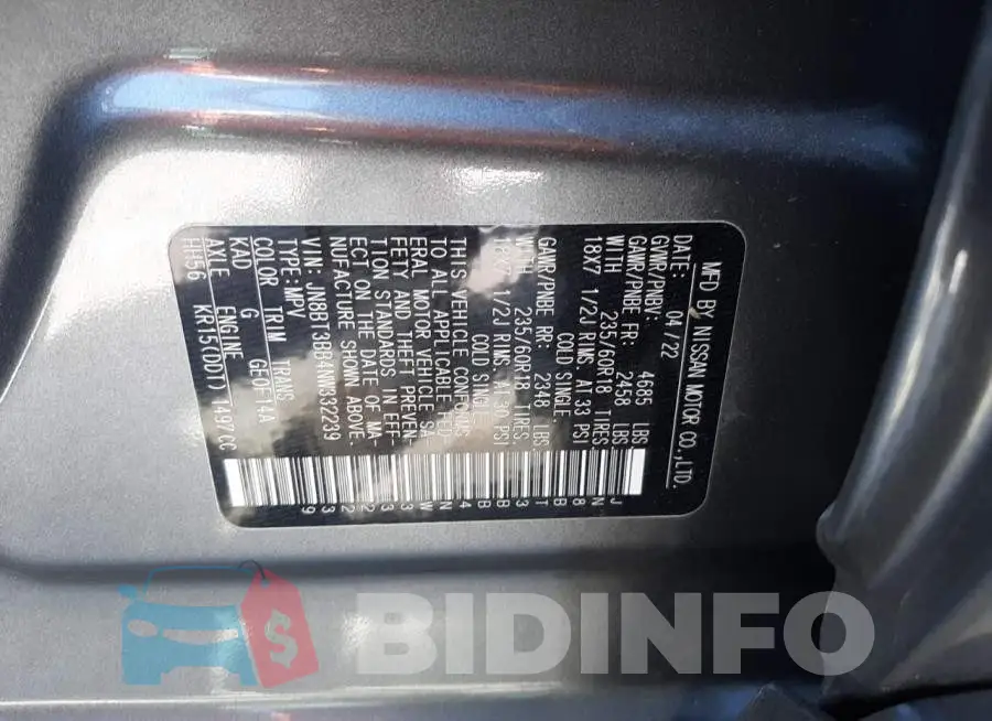 JN8BT3BB4NW332239 Photo# 13
