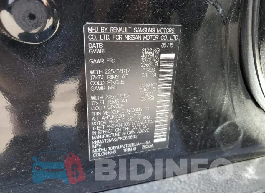 KNMAT2MV2FP564892 Photo# 14
