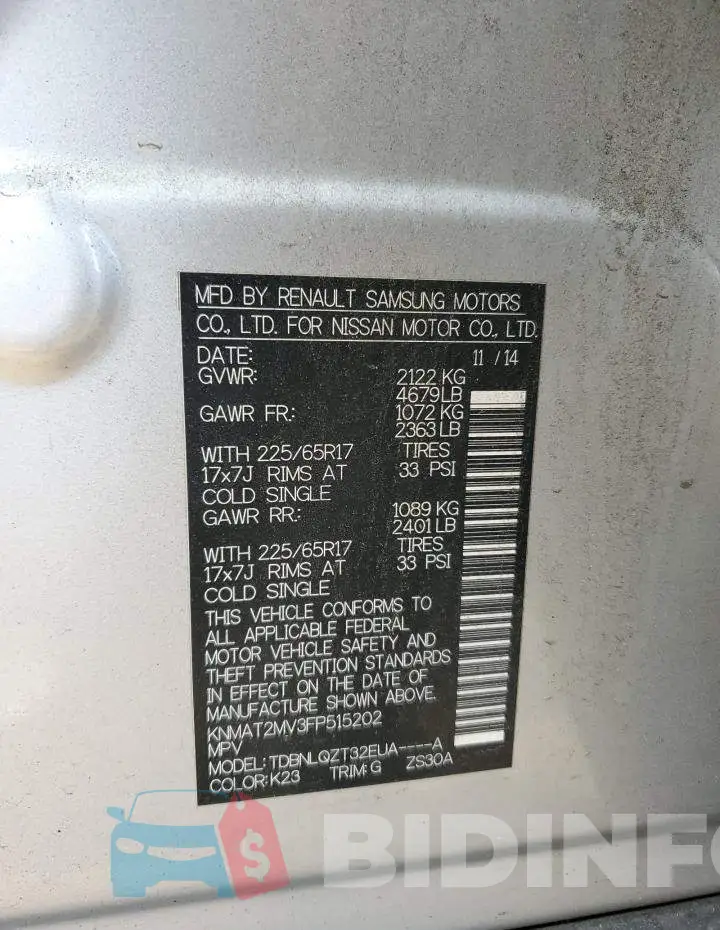 KNMAT2MV3FP515202 Photo# 12