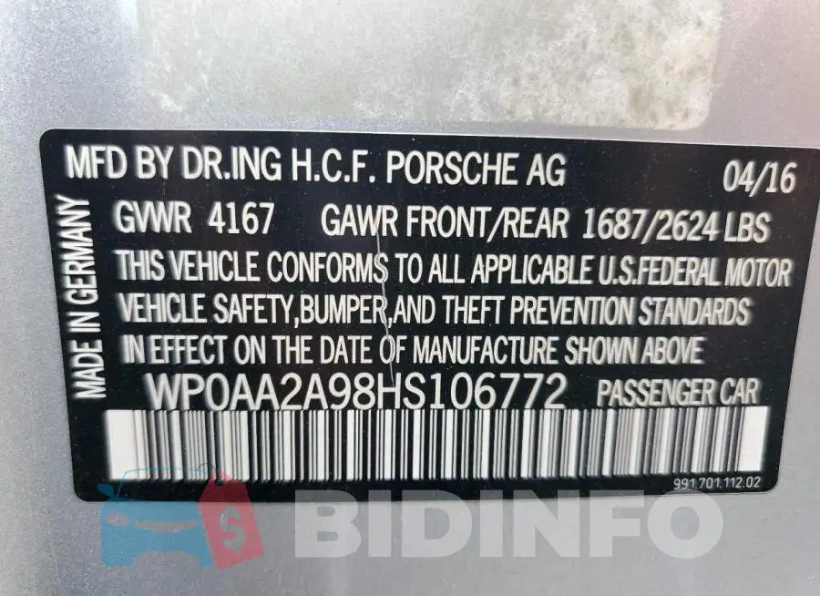 WP0AA2A98HS106772 Photo# 13