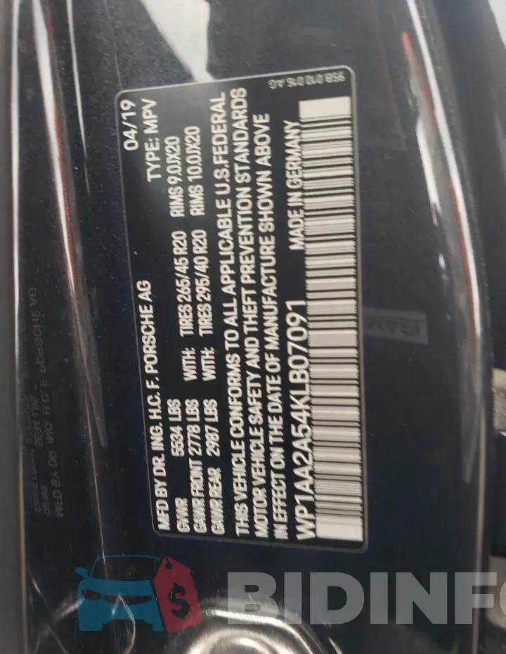 WP1AA2A54KLB07091 Photo# 12