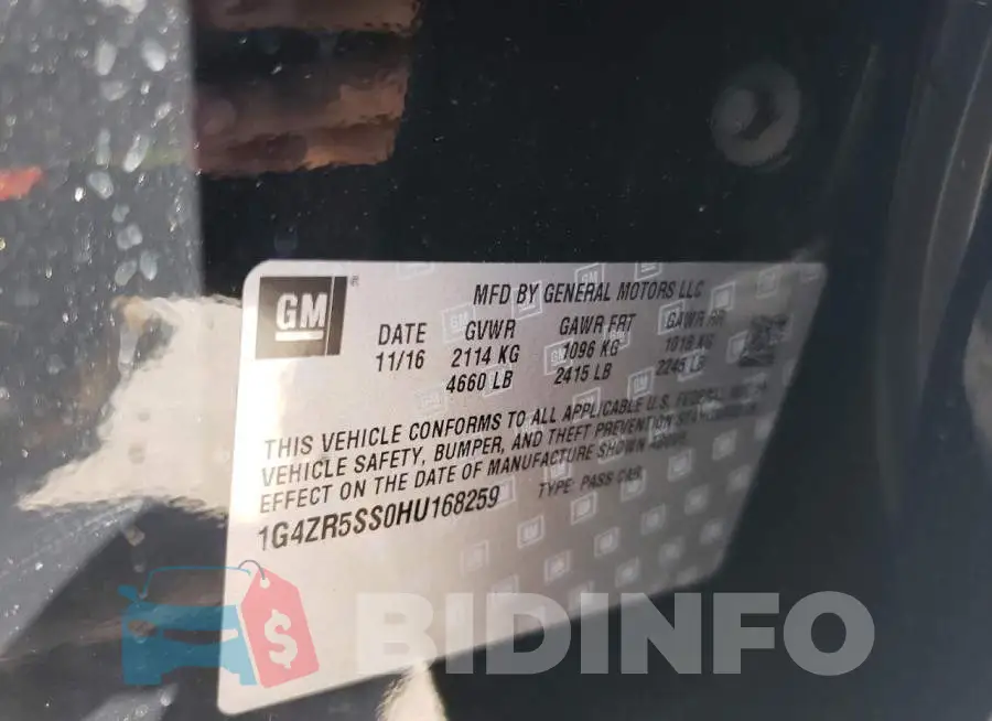 1G4ZR5SS0HU168259 Photo# 12