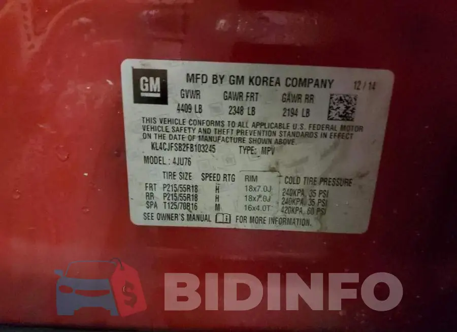 KL4CJFSB2FB103245 Photo# 13
