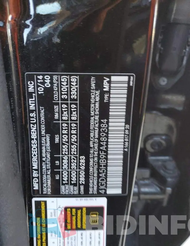 4JGDA5HB9FA489384 Photo# 14