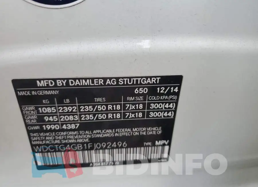 WDCTG4GB1FJ092496 Photo# 13