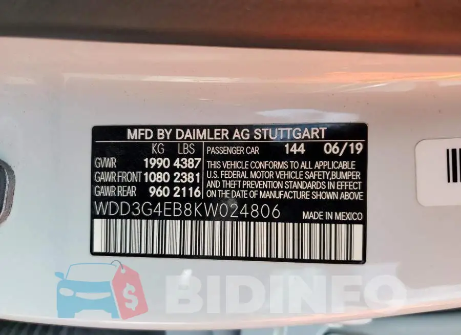 WDD3G4EB8KW024806 Photo# 13