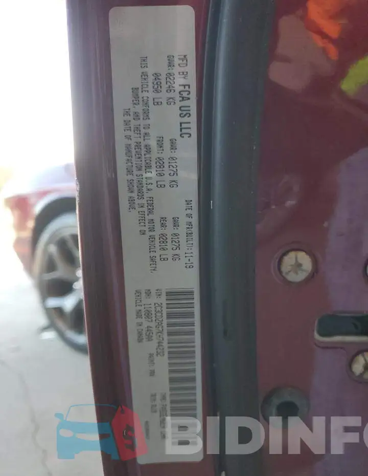 2C3CDZAG7KH744232 Photo# 12
