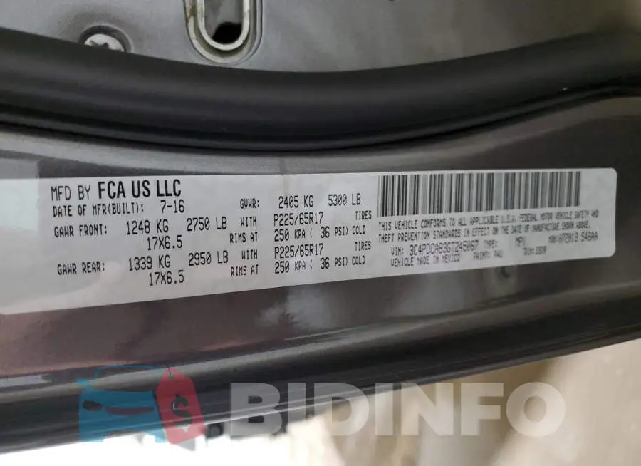 3C4PDCAB3GT245067 Photo# 13