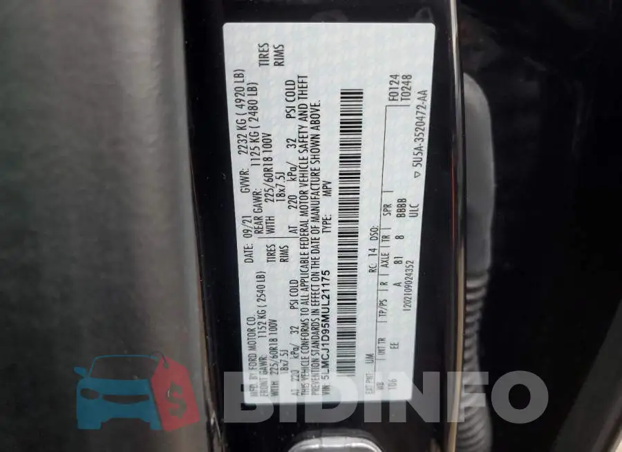5LMCJ1D95MUL21175 Photo# 13