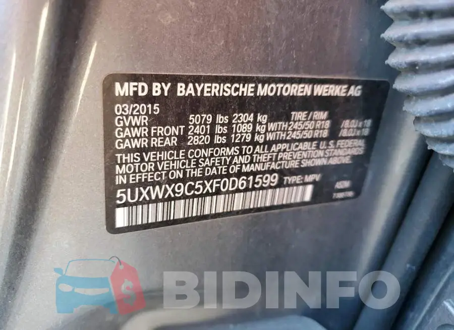 5UXWX9C5XF0D61599 Photo# 13