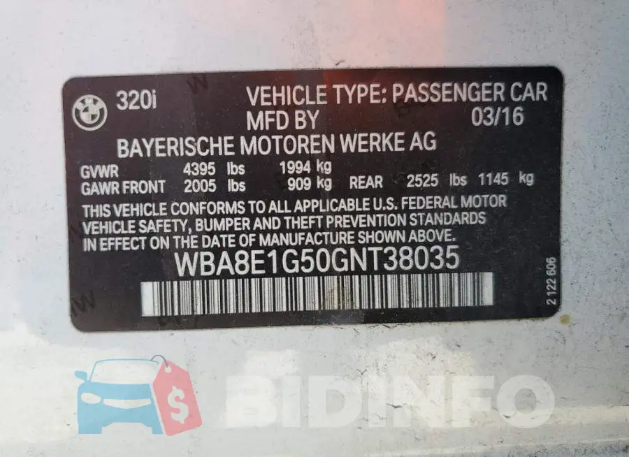 WBA8E1G50GNT38035 Photo# 12