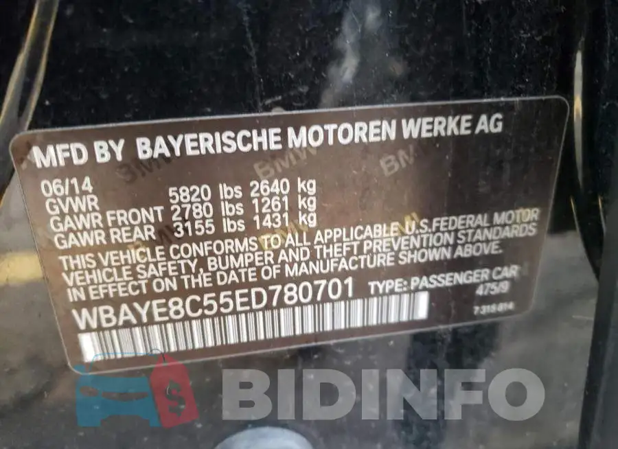 WBAYE8C55ED780701 Photo# 12