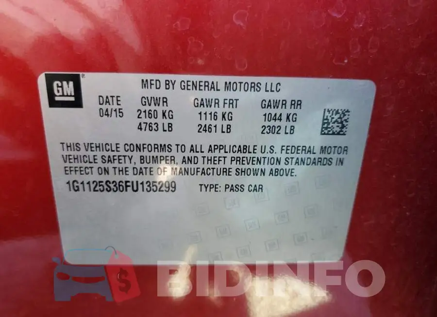 1G1125S36FU135299 Photo# 13