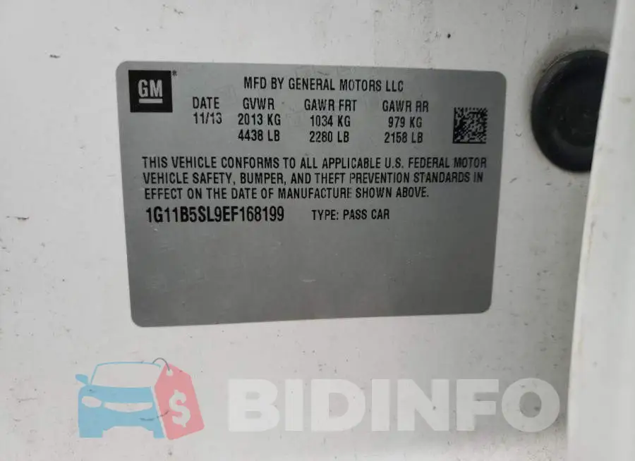 1G11B5SL9EF168199 Photo# 12